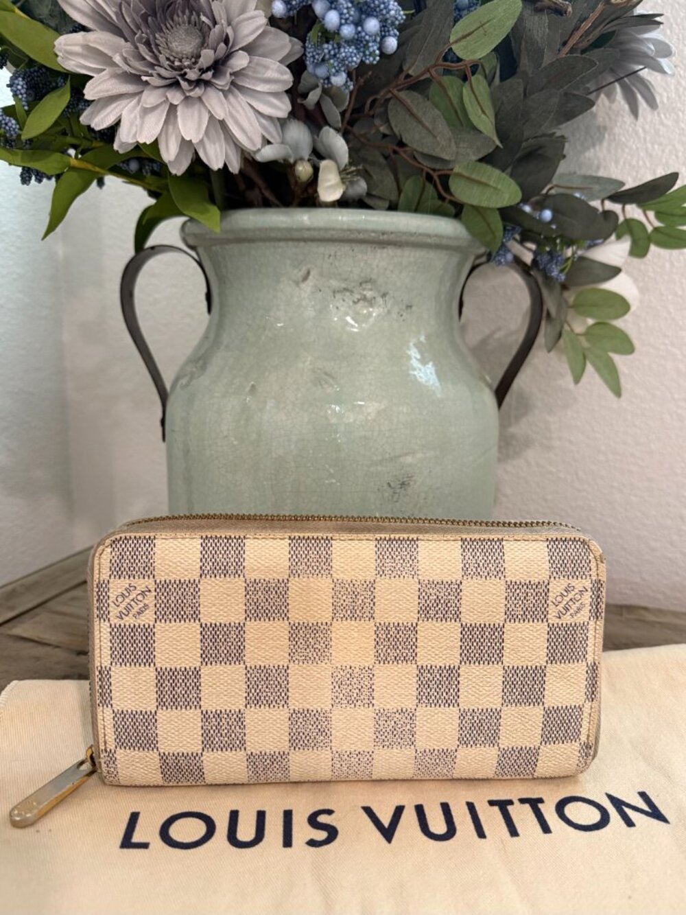Louis Vuitton Damier Azur Canvas Long Zippy Wallet / Organizer